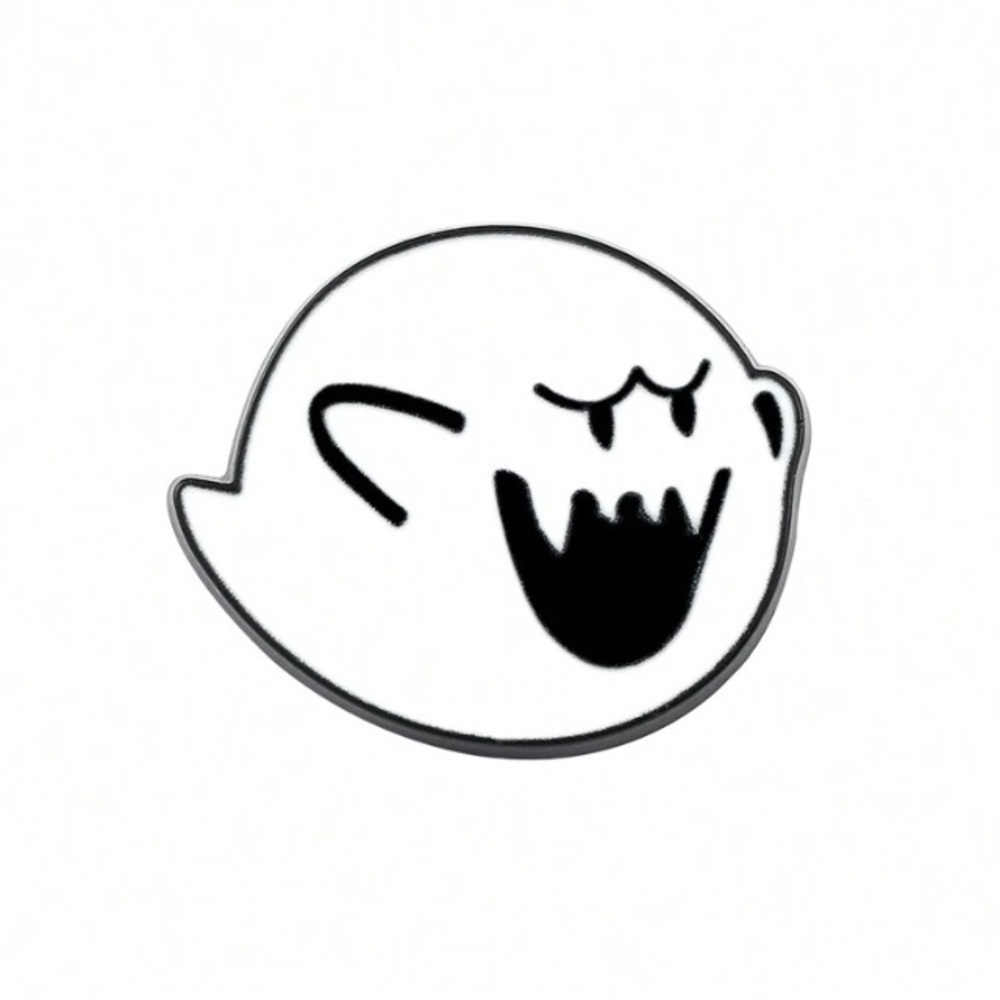 Black white Nintendo Super Mario Bros. King Boo enamel pin bag hat clothes cap